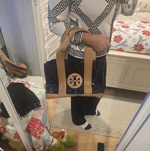 Jesse Tory Burch Navy and Tan Women's Tote